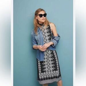 Anthropologie Vanessa Virginia Black White Malvina Sweater Dress Small
